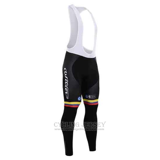2015 Cycling Jersey Colombia Black and Yellow Long Sleeve and Bib Tight